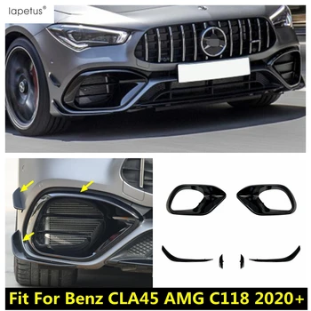 Накладка На Спойлер Переднего Бампера Противотуманных Фар Air Knife Для Mercedes Benz CLA45 AMG C118 2020 2021 Черные Внешние Аксессуары