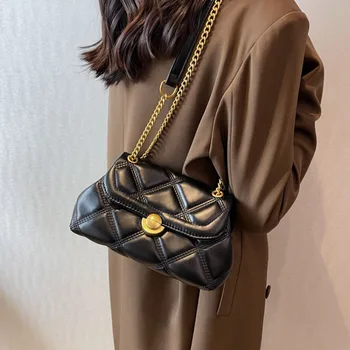Новая модная сумка через плечо с цепочкой в виде ромба, сумки-мессенджеры, ретро кожа, простая сумка через плечо, переносная сумка для поездок на работу