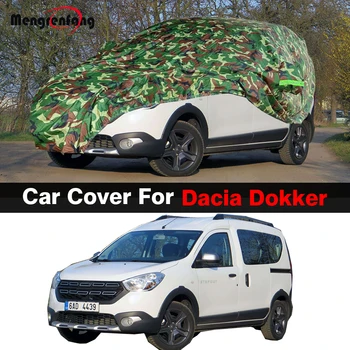 Камуфляжный Водонепроницаемый автомобильный чехол для Dacia Dokker 2012-2023 Защита от Солнца, ультрафиолета, Снега, Дождя, Царапин, защита от Авто, подходит для всего сезона