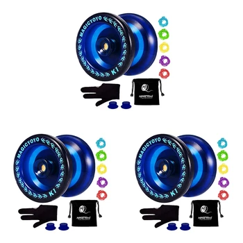 3X MAGICYOYO Отзывчивый Yoyo K1-Plus С мешком Yoyo + 15 струн и перчатками Yo-Yo Gif, синий