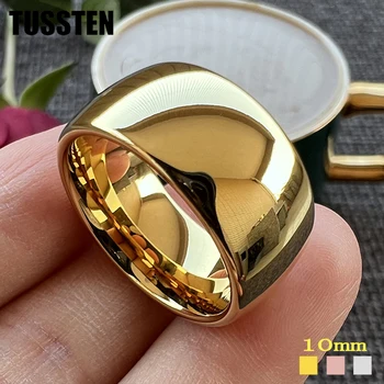 TUSSTEN 10 мм Позолоченное вольфрамовое кольцо Для мужчин И женщин, Обручальное кольцо для пары, Модный драгоценный камень, Бесплатная доставка